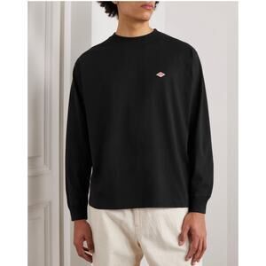 0134 Danton Logo Appliqué Cotton Blend Jersey T Shirt Black